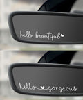 Car Decals,Car Accessories,Car Stickers and Decals,Hello Beautiful Mirror Decal,Car Rear View Mirror Sticker,Funny Car Decals,Vinyl Car Decals,Used in Car Window Rearview Mirror (White)