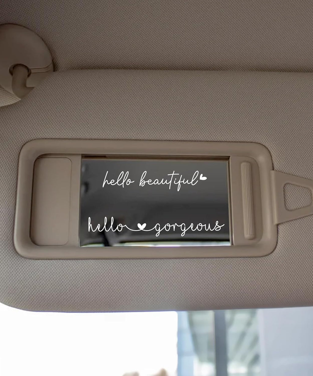 Car Decals,Car Accessories,Car Stickers and Decals,Hello Beautiful Mirror Decal,Car Rear View Mirror Sticker,Funny Car Decals,Vinyl Car Decals,Used in Car Window Rearview Mirror (White)